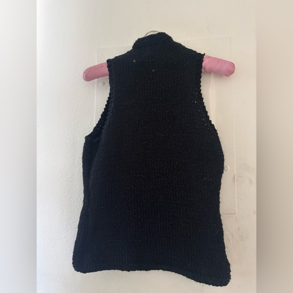 Vintage Fall Mockneck Black Sparkle Sweater Vest - Picture 1 of 5